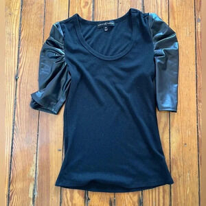 Faux leather sleeved top